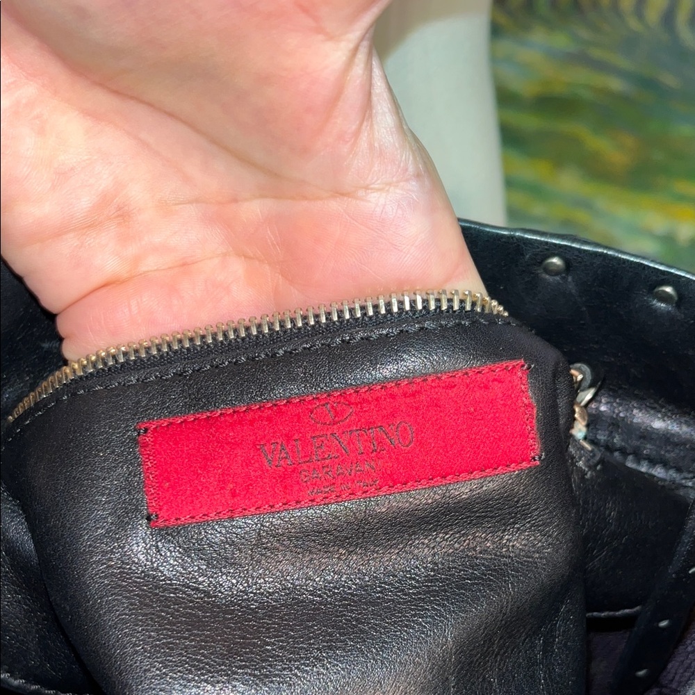 VALENTINO original Rockstud Shoulder Bag Leather/mesh